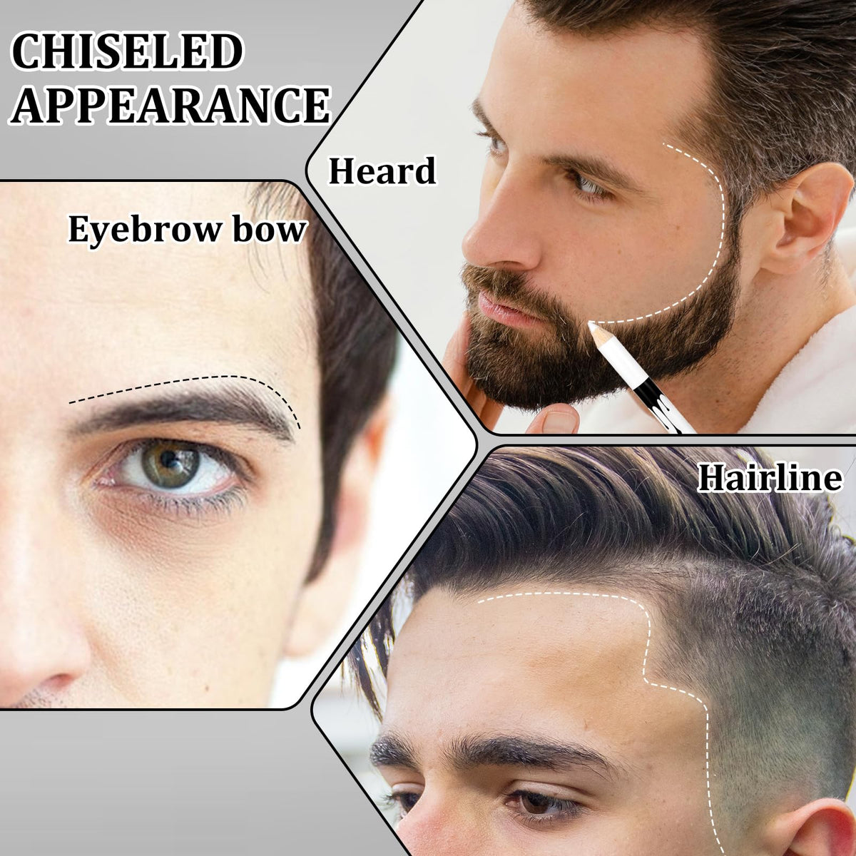 Waterproof hairline pencils in black white and shades of brown for men hair makeup and edge design