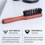 Side profile of the German made ZEUS handled mustache brush for precision men styling