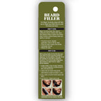 Back label of SoftSheen beard filler zero point zero five fluid ounce bottle showing ingredient list