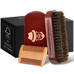 Side view of firm bristles on premium black walnut wood grooming brush