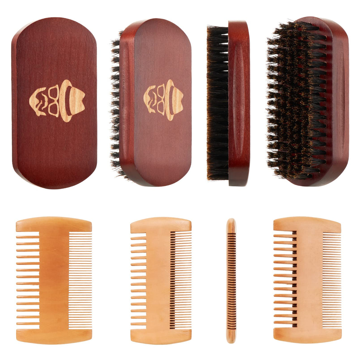 Travel friendly beard and mustache grooming kit with brush and comb combo