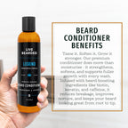 Back label of Live Bearded beard conditioner showing natural ingredients