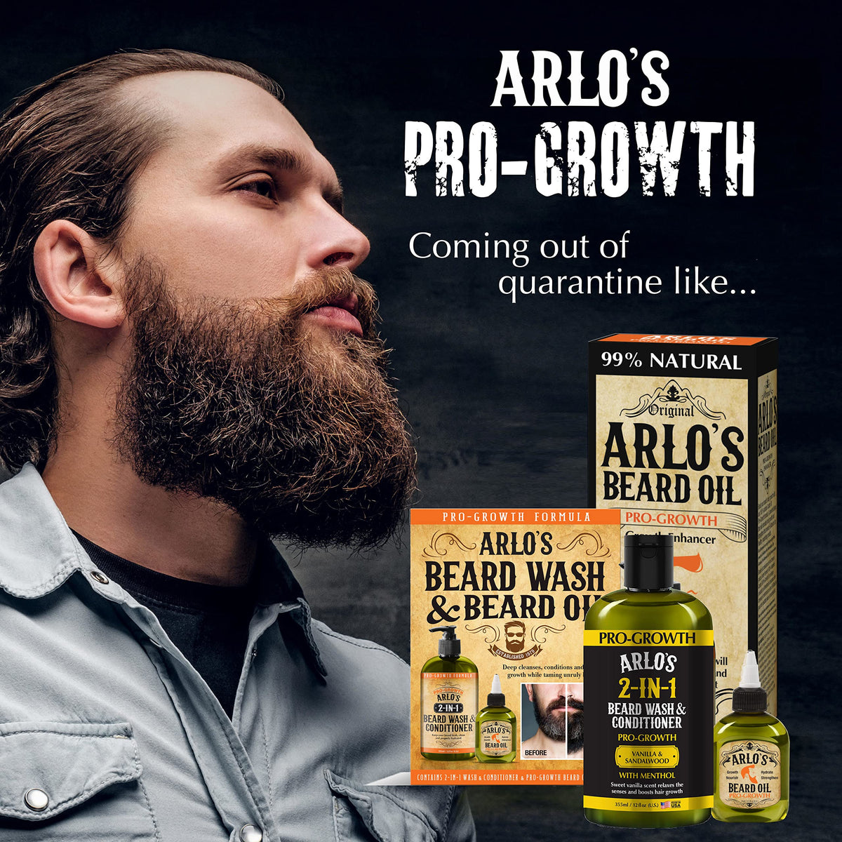 Close up of Arlo's beard wash bottle label