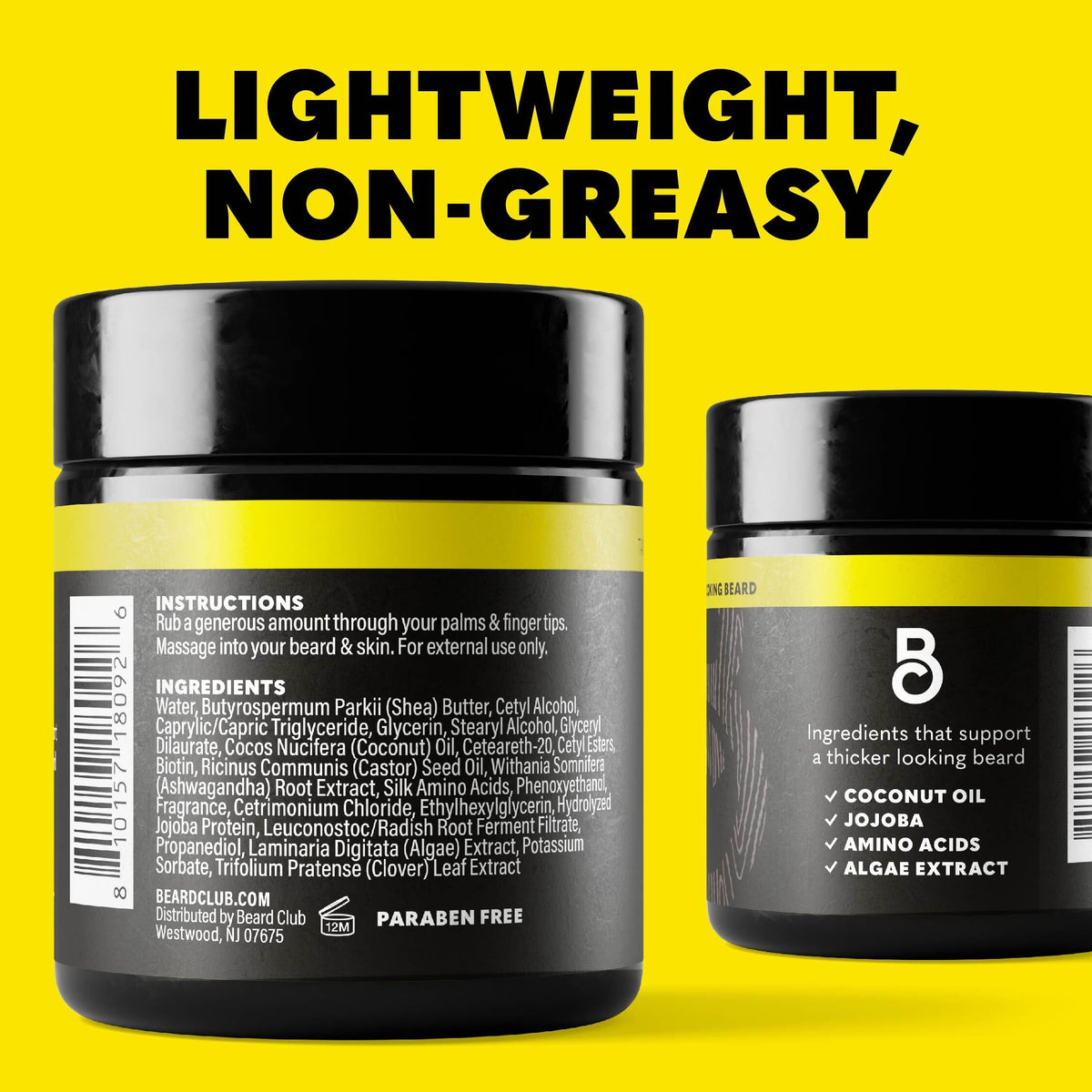 The Beard Club Biotin Beard Balm side view showing 4 ounce size
