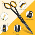 ACTIVEINN barber shears displaying the sharp 5.5 inch razor edge high carbon stainless steel blades.