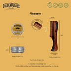 Man grooming mustache with Golden Beards kit
