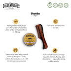 Side view of Golden Beards wax tin and comb set