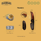 Close up of Golden Beards mustache wax and grooming accessories