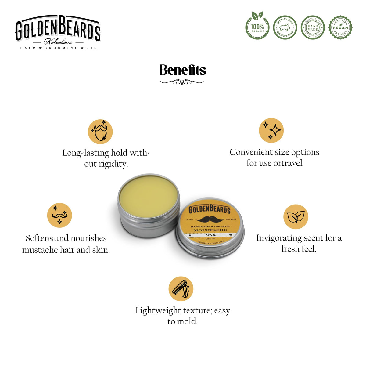 Top view of Golden Beards natural styling wax