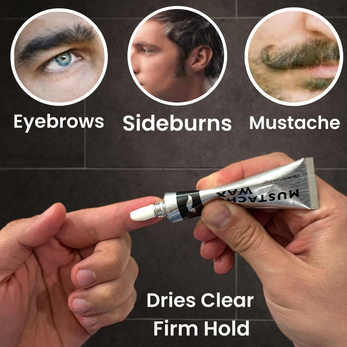Alazco grooming wax for men applied to mustache and beard