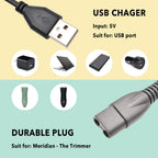 Detailed view of the 5V power adapter plug end compatible with personal body groomers