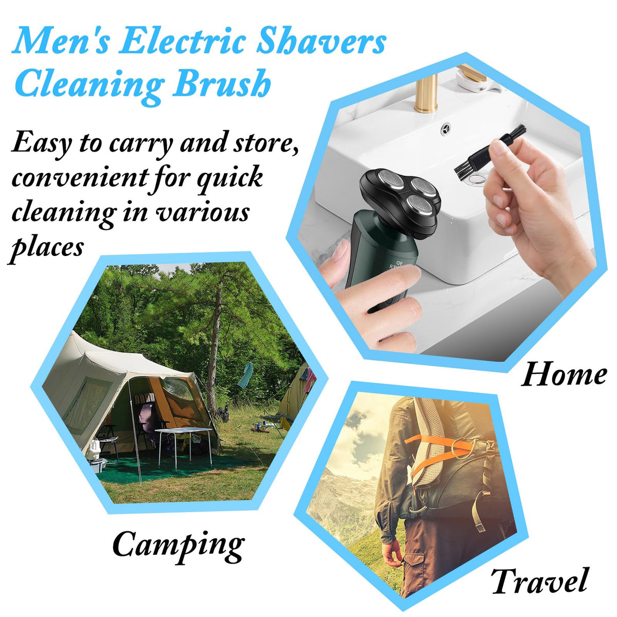 Invoda shaver brush demonstrating cleaning inside shaver head