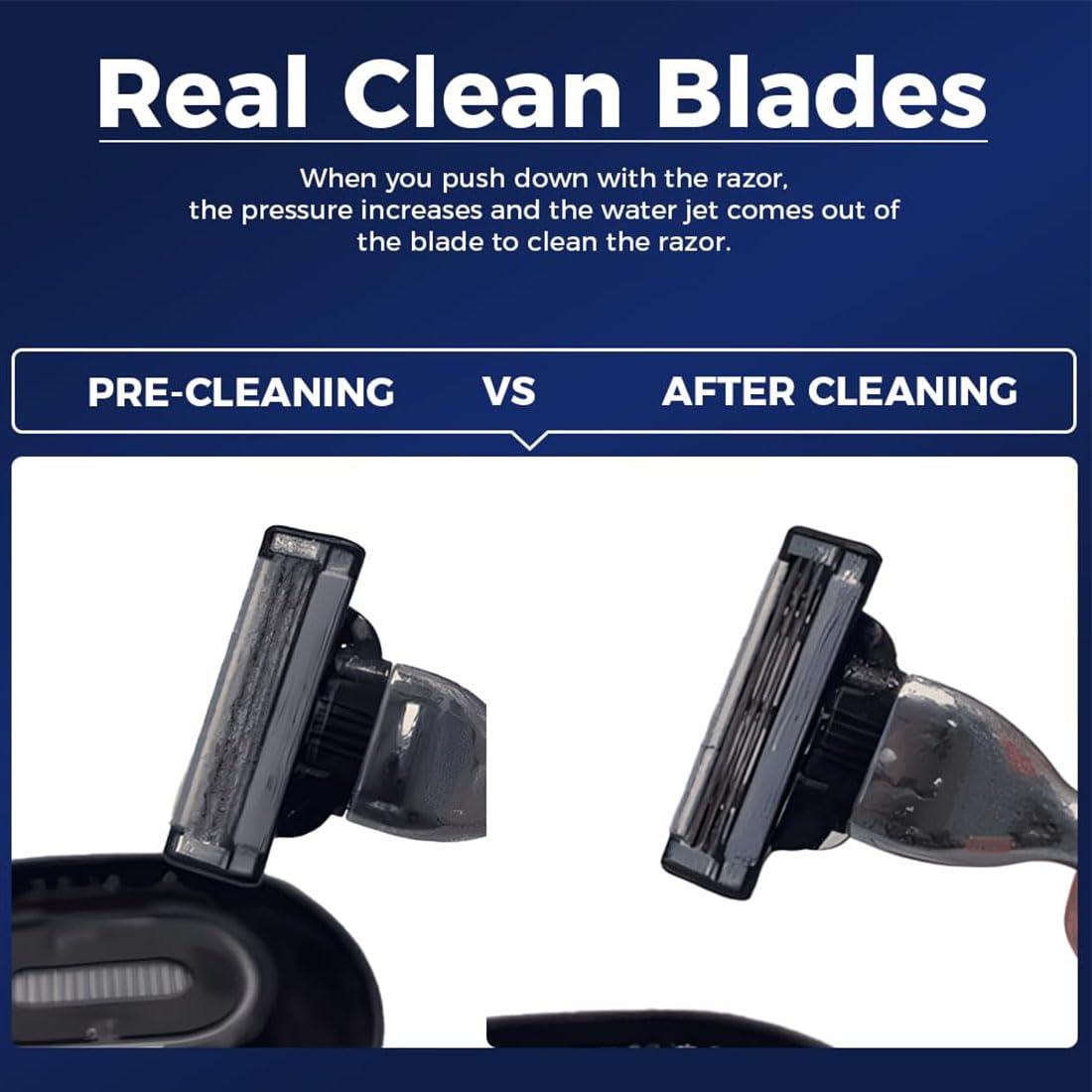 Side profile of portable push-type shaver rinsing tool