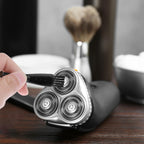 Ergonomic non-slip handle detail of Bremorou shaver brush