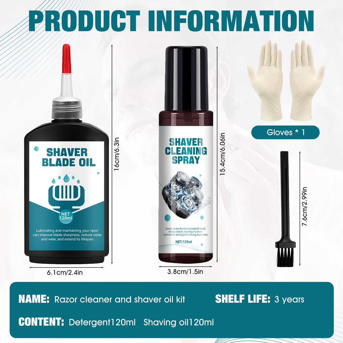 Complete grooming device cleaning set with 120ml fluid