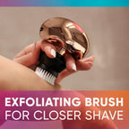 Skull Shaver exfoliating brush attached to a shaver