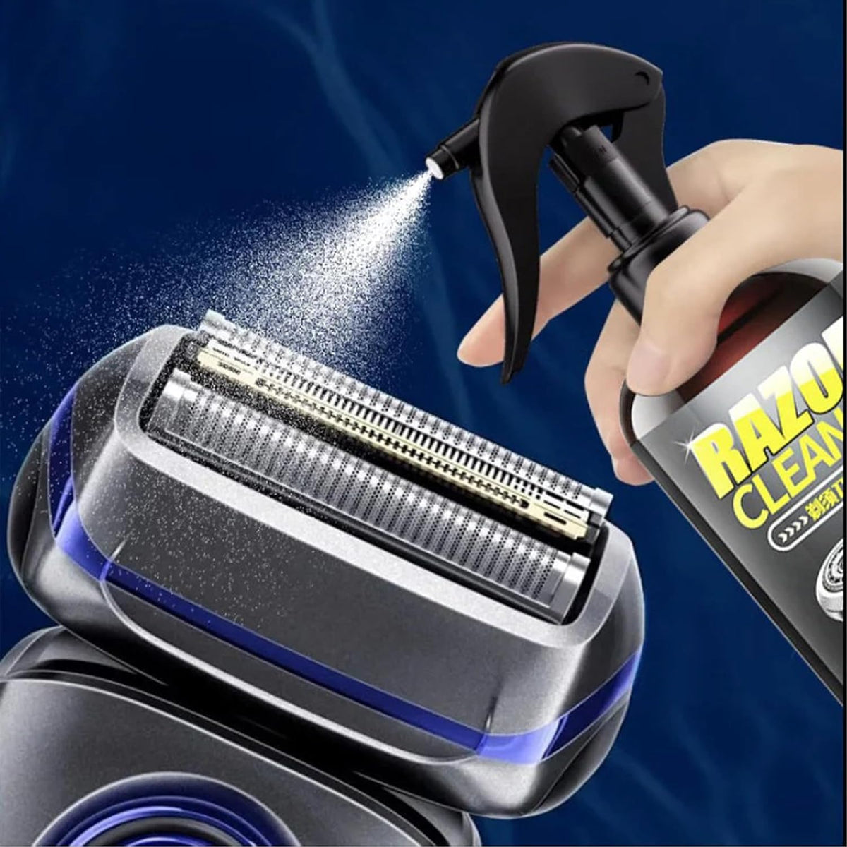 Using Mremolix spray to clean electric razor head