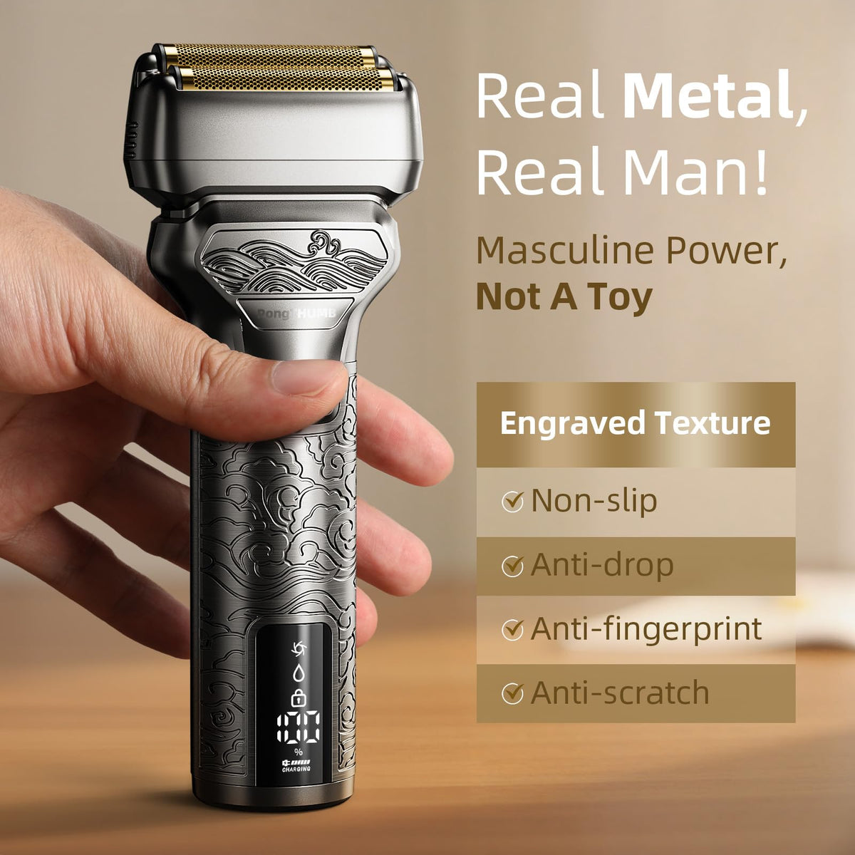 AuralMax rechargeable cordless foil shaver side profile