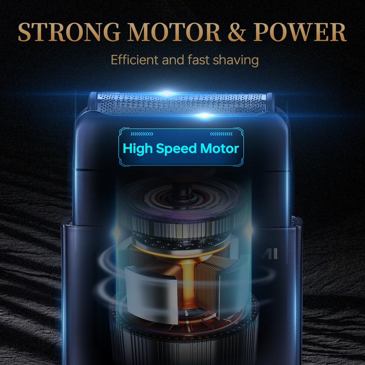 Resnomi shaver smart LCD display showing battery and RPM