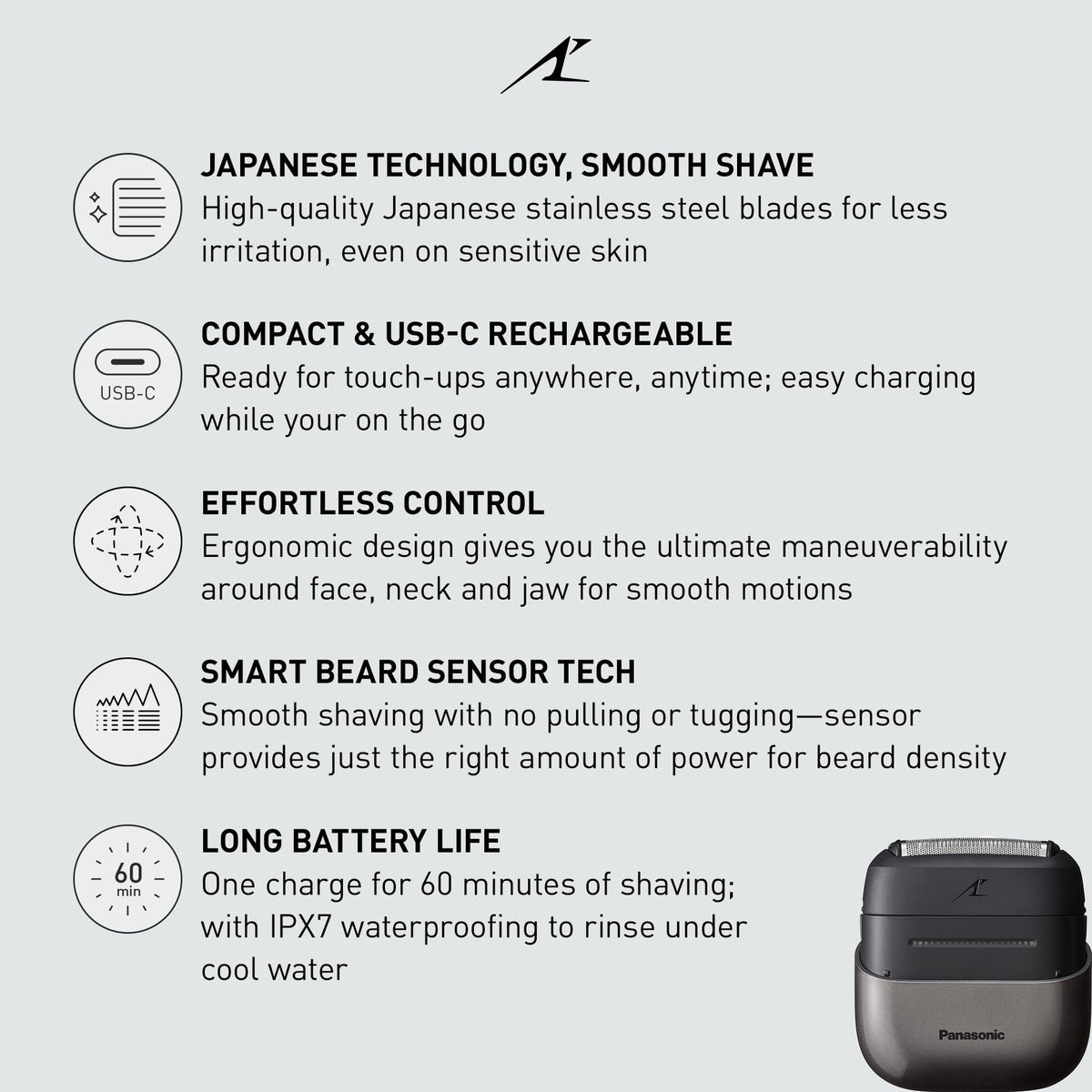 Panasonic ES-CM3A-K electric shaver side profile