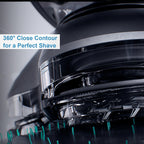 Six pack arrangement of replacement blades demonstrating the rounded skin protective edge layout.