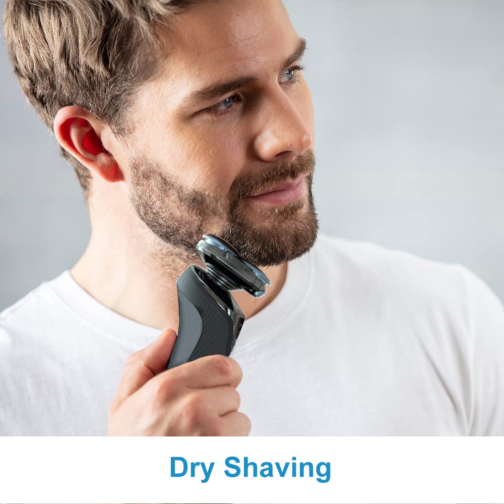 Grooming maintenance visual showing how to apply a drop of baby oil to the new blades.