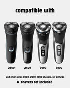 Close up view of the precision slots and holes on the SH30 shaver blades designed for close skin protection.
