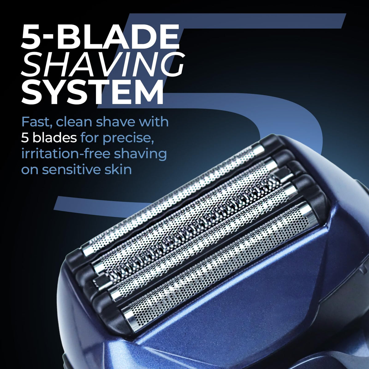 Compatible razor head replacement components for premium five blade grooming systems