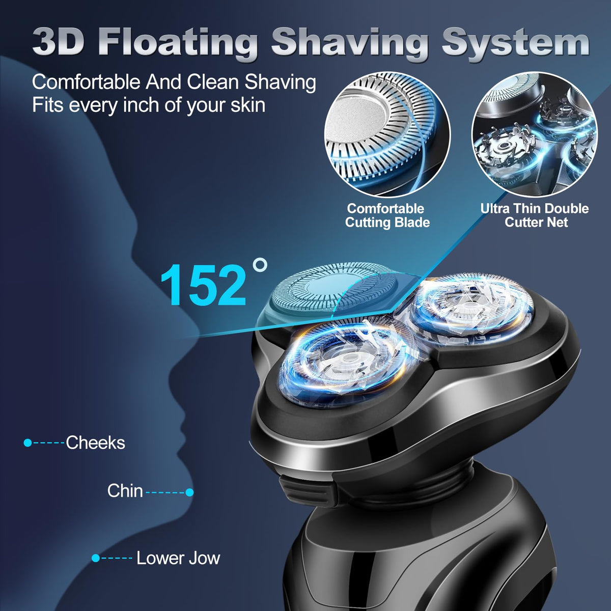 Handsomeface rotary shaver with floating heads