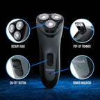 Barbasol electric shaver showing the pop-up trimmer feature