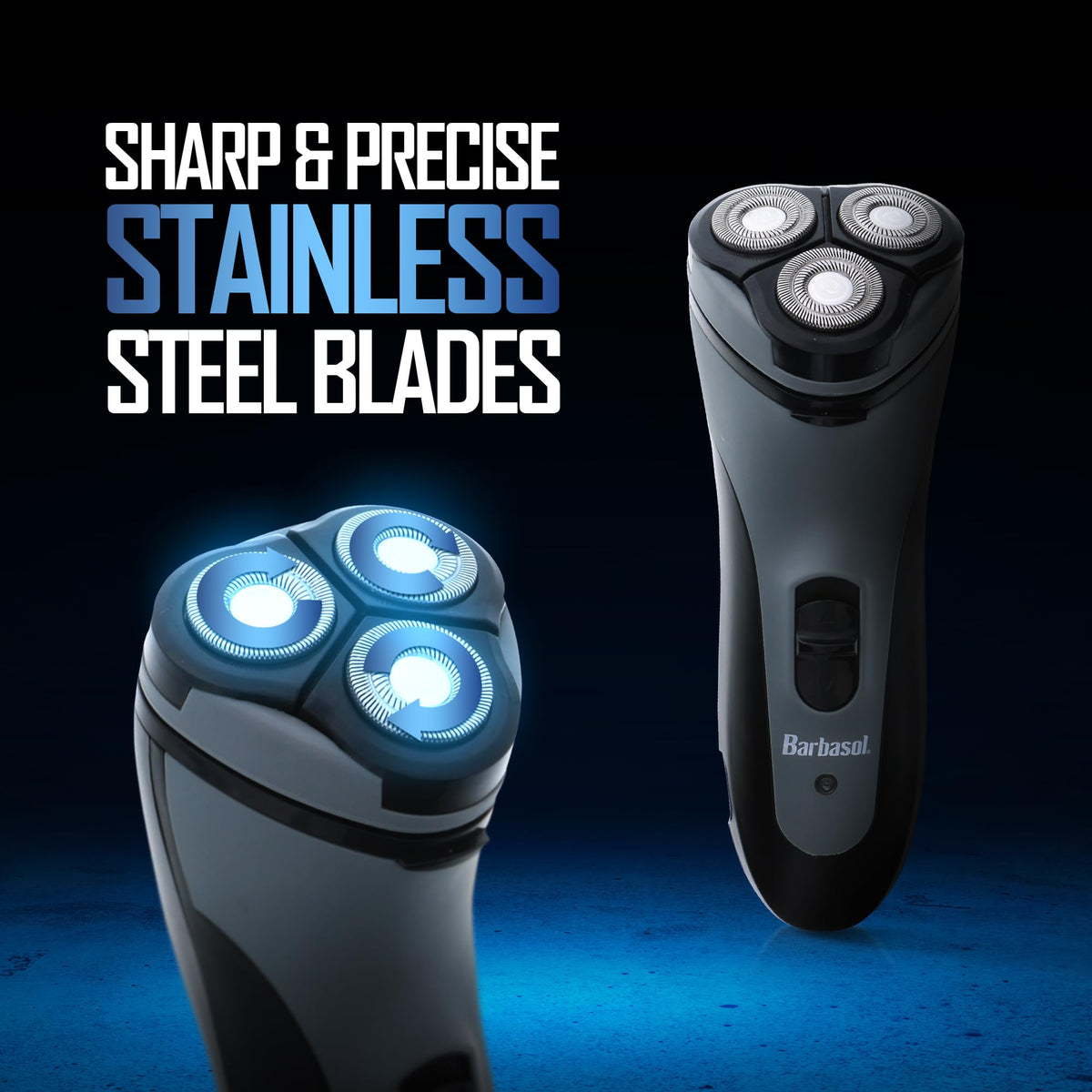 Barbasol rotary shaver charging setup and accessories