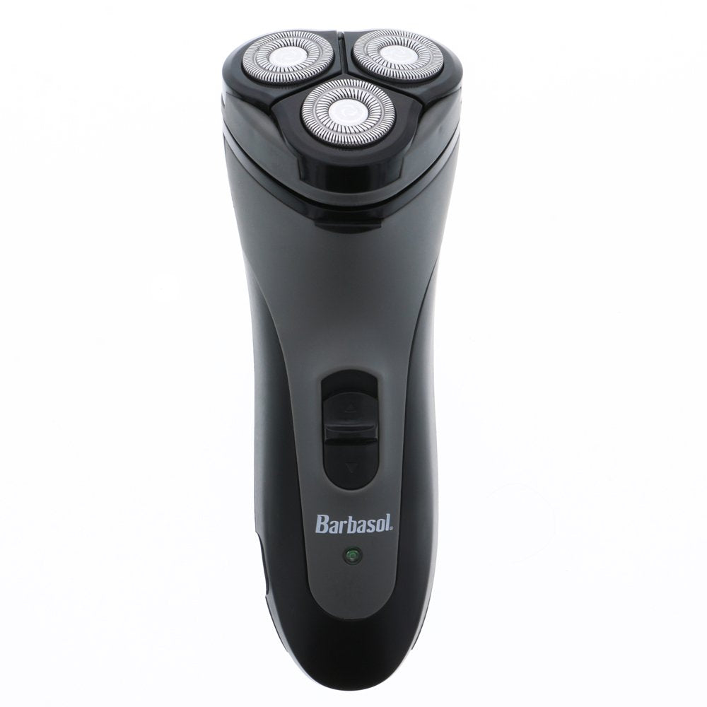 Ergonomic handle design of the Barbasol rotary electric razor