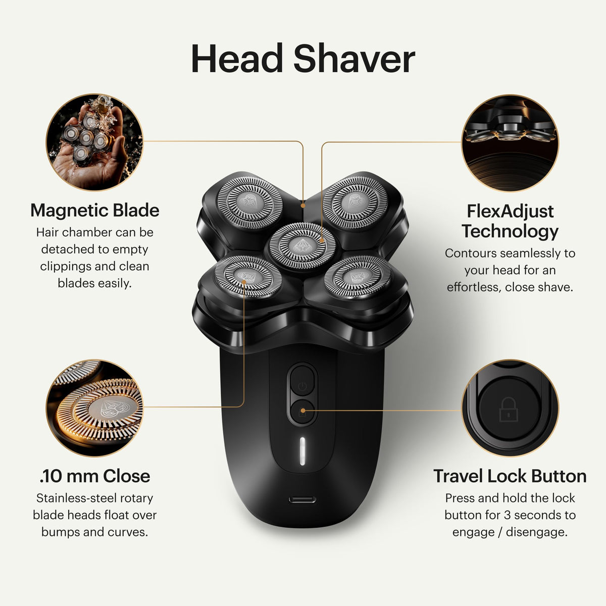 Manscaped The Dome Shaver Pro five rotary blades close up