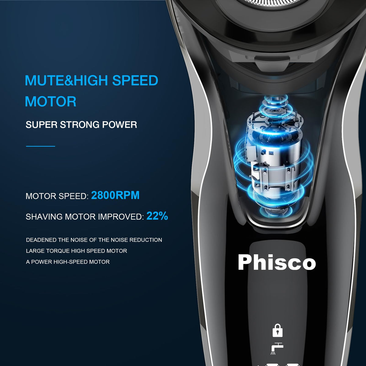 Phisco waterproof shaver being rinsed under running water