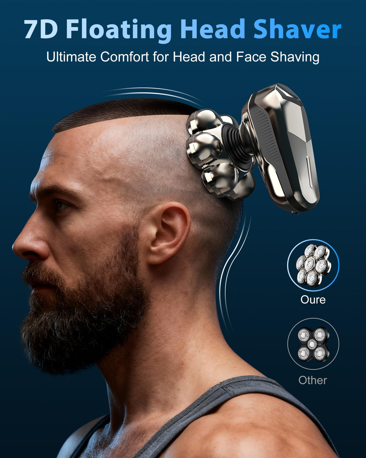 Side view of professional head shaver showing ergonomic design