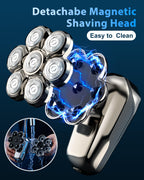 Electric shaver showing LED battery percentage display