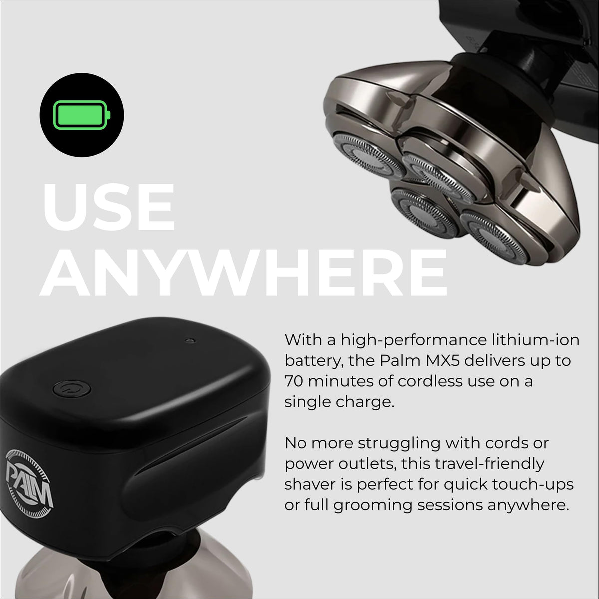 Skull Shaver Palm MX5 rotary blade head close up