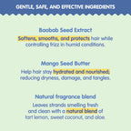 Tubby Todd kids detangling spray bottle showing ingredients baobab and coconut oil