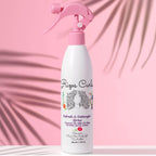 Back label of Rizos Curls detangling spray showing vegan and silicone free ingredients