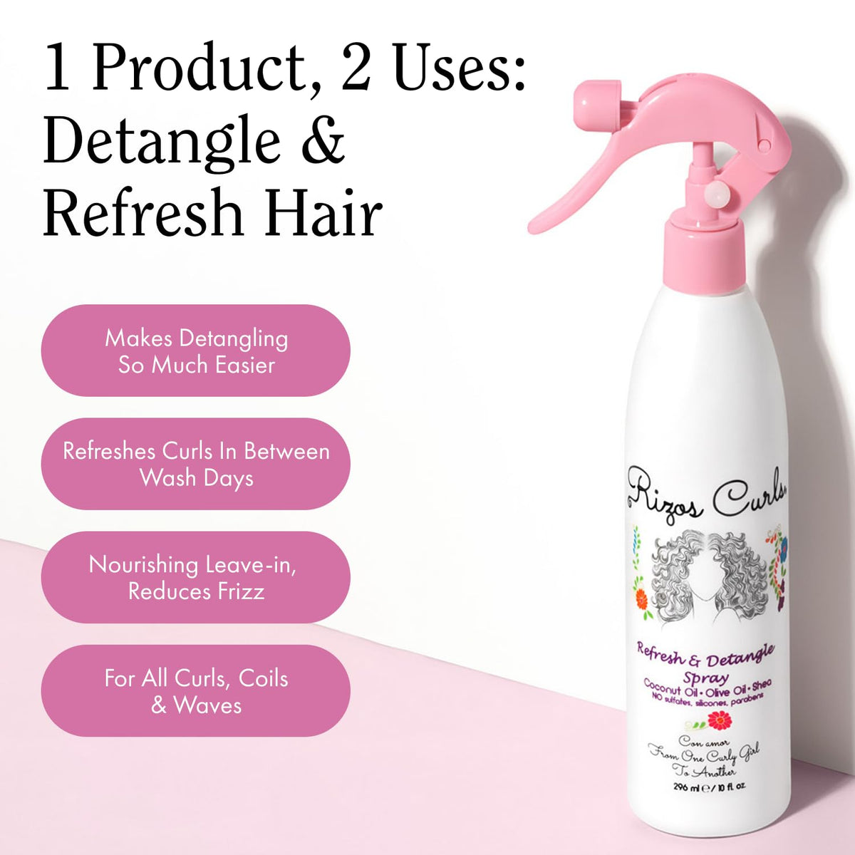 Rizos Curls lightweight moisturizing spray for 2a to 4c hair types