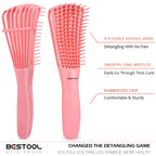 Back view of the BESTOOL curly hair brush showing the slots for the detachable control bar.