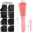 BESTOOL detangling brush with the control bar inserted to adjust bristle firmness for coily hair.
