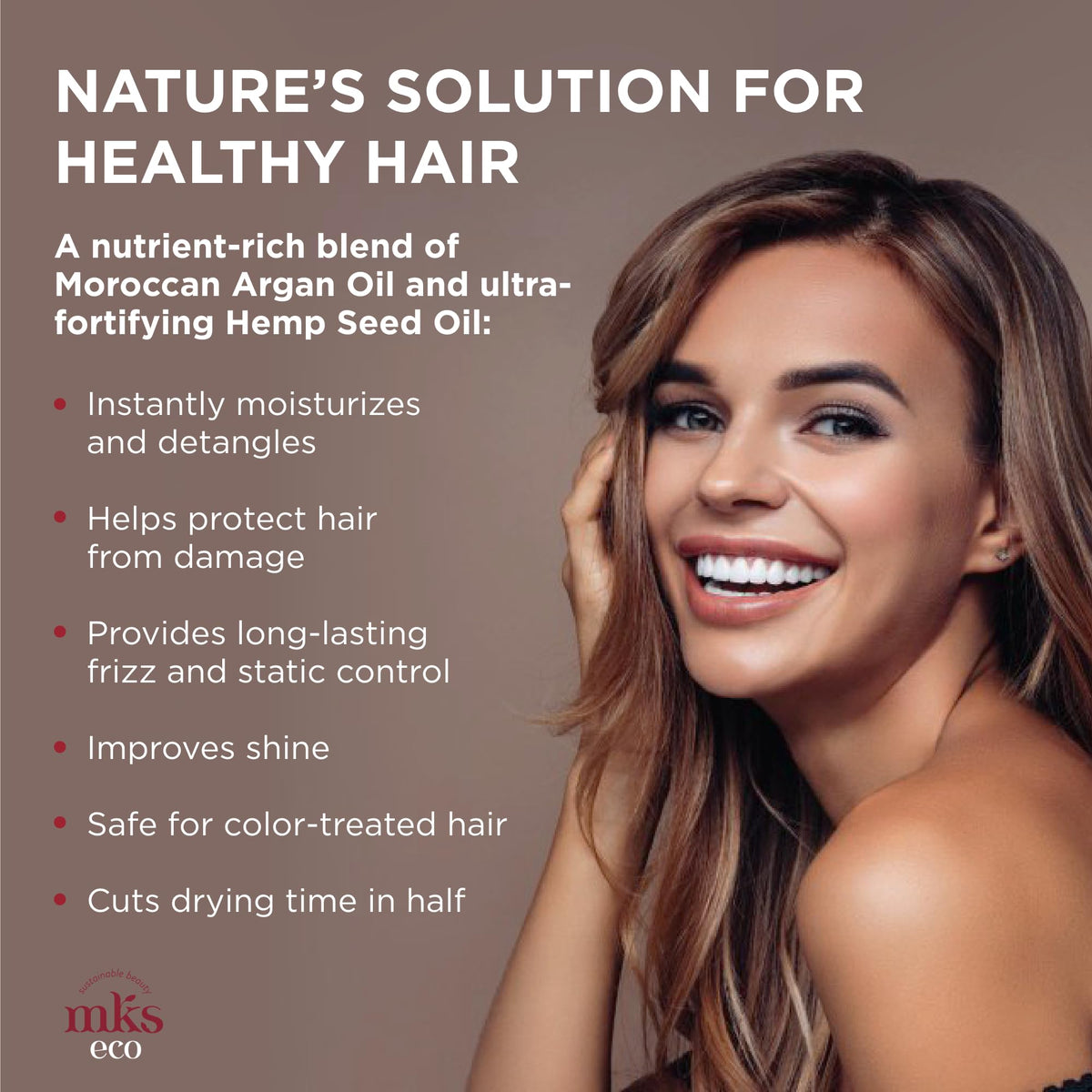 Earthly Body hair detangling spray back label and ingredients