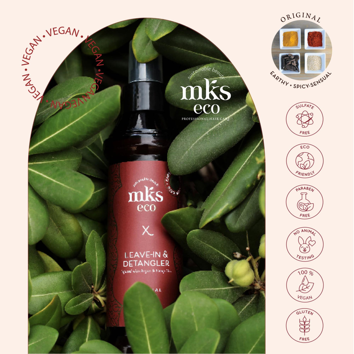 Vegan and cruelty free professional salon hair detangler spray