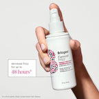 Briogeo anti frizz hair detangler spray bottle showing product details