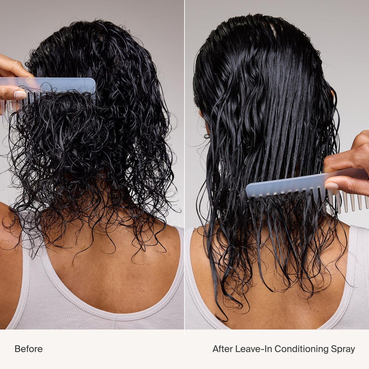 Living Proof strengthening detangler spray displayed from a side angle showing the sleek premium bottle design