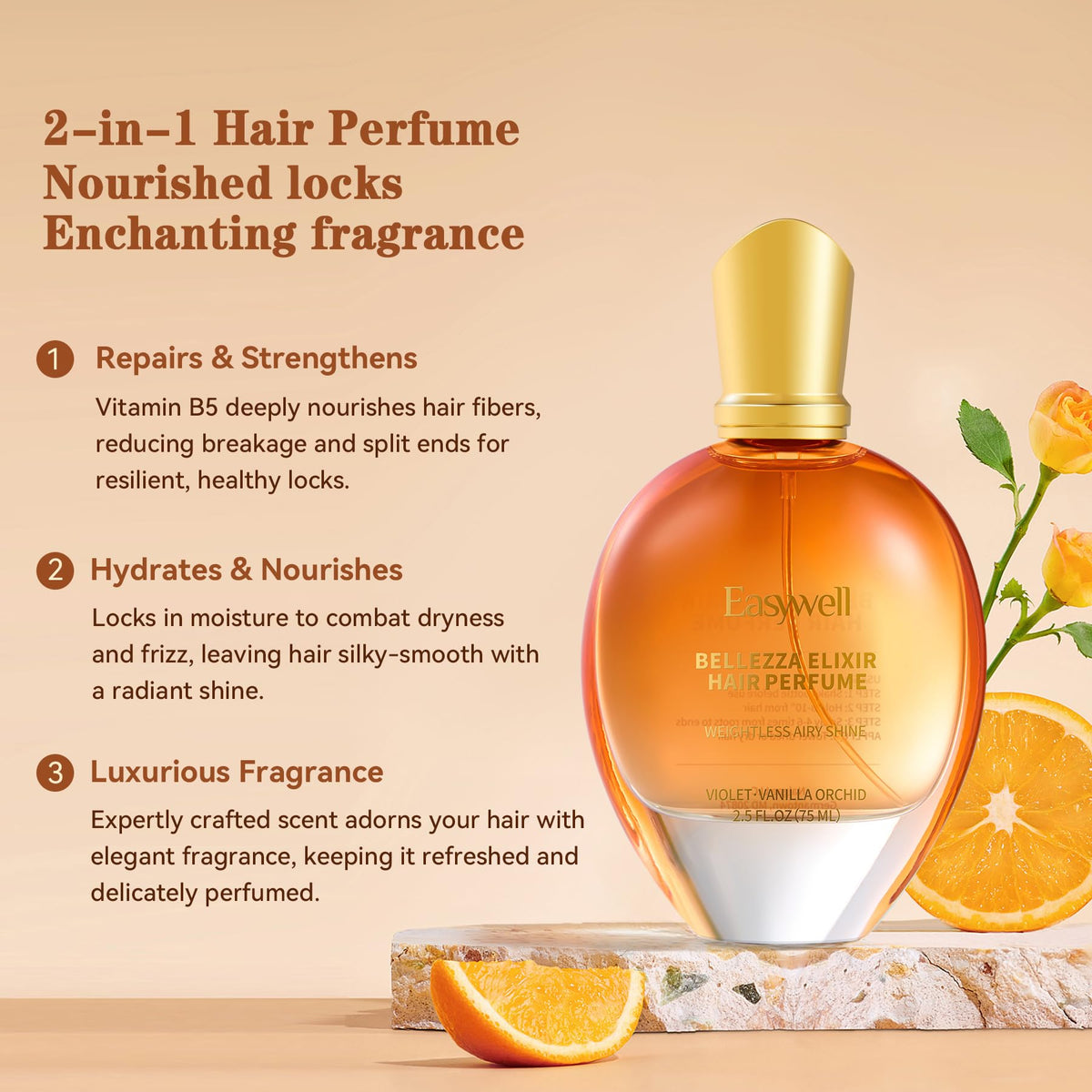Close up of Easywell leave in conditioner spray packaging