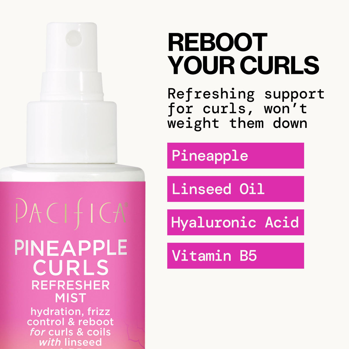 Close up of Pacifica Pineapple Curls mist spray nozzle