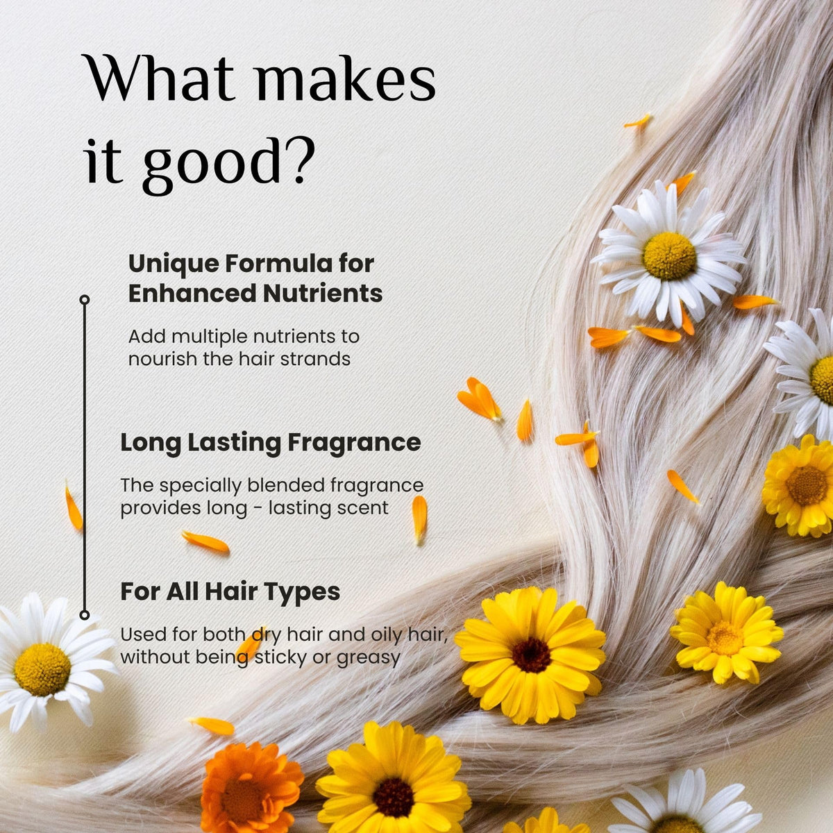 Hydrating hair perfume ingredients and serum texture