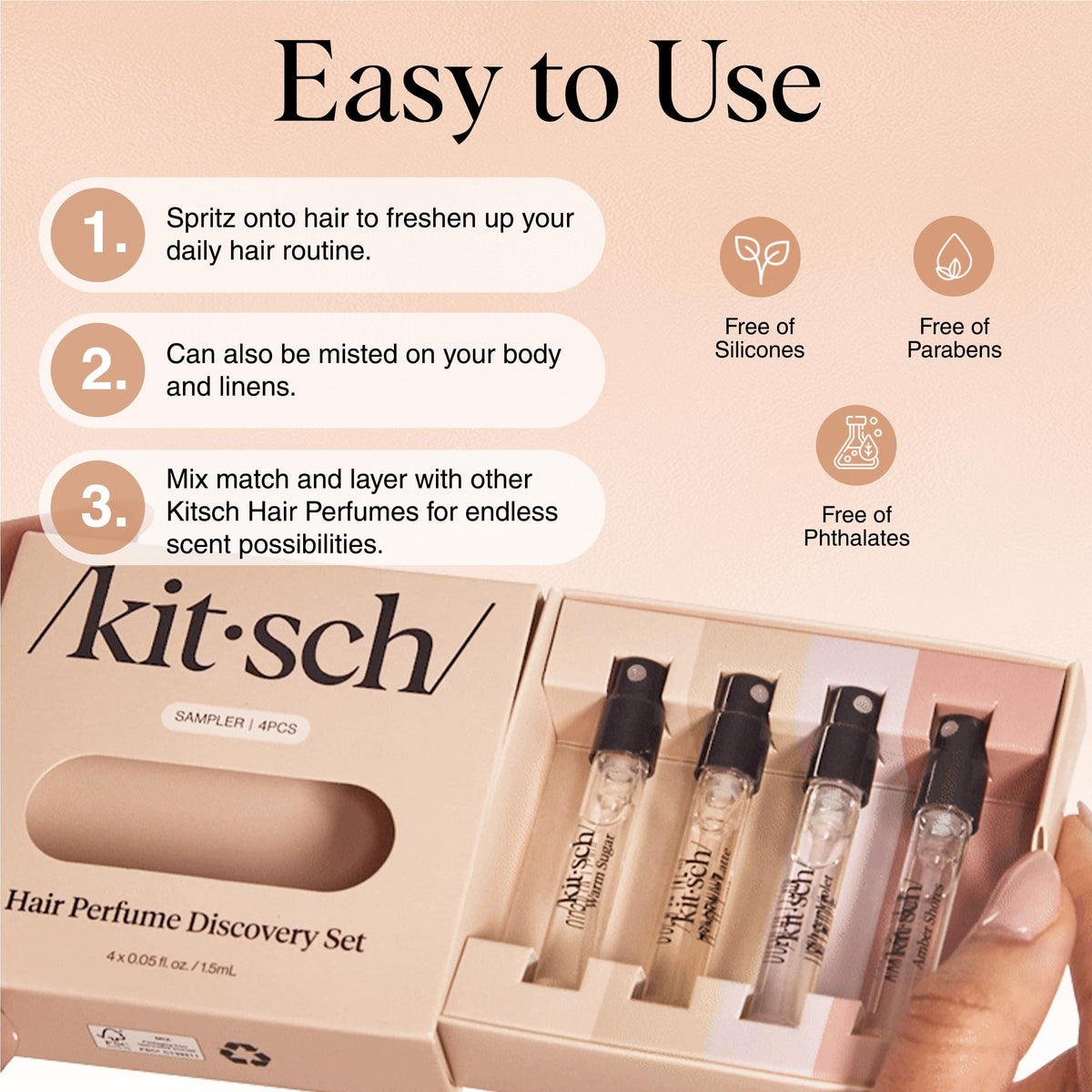 Kitsch hair and body mist discovery set for travel